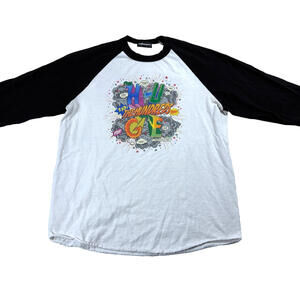 The Hundreds T Shirt Mens Large White Black Raglan Graphic Streetwear Tee Retro!